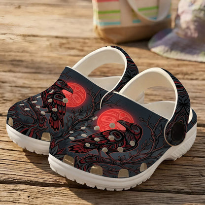 Native Raven Art Clogs Shoes for Adults & Kids
