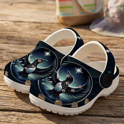 Native Common Loon Art Clogs Shoes for Adults & Kids