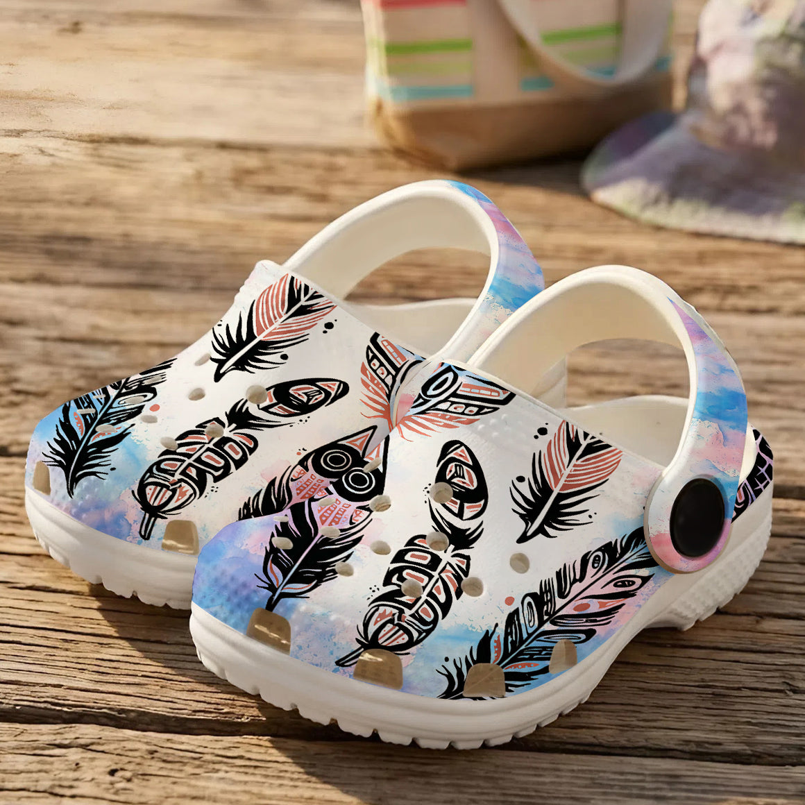 Native Leather Pattern Clogs Shoes for Adults & Kids