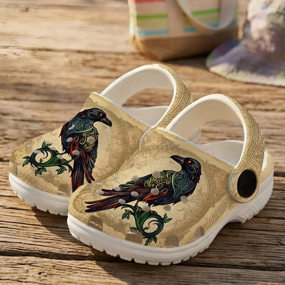 Native Raven Art Clogs Shoes for Adults & Kids