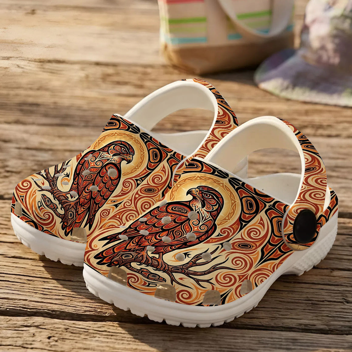 Native Hawk Art Clogs Shoes for Adults & Kids