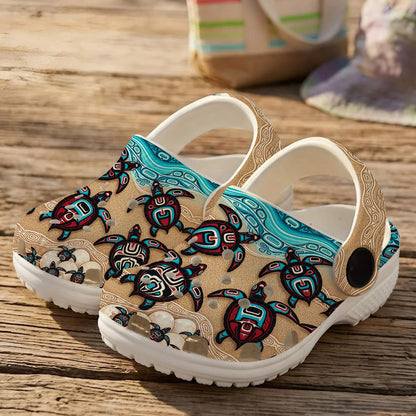 Native Turtle Art Clogs Shoes for Adults & Kids