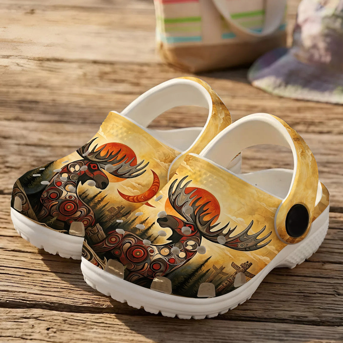 Moose Art Clogs Shoes for Adults & Kids