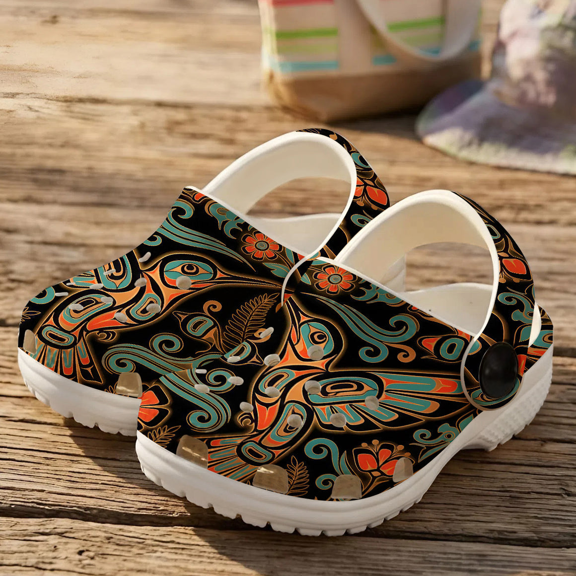 Native Hummingbird Art Pattern Clogs Shoes for Adults & Kids