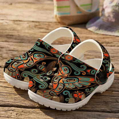Native Hummingbird Art Pattern Clogs Shoes for Adults & Kids