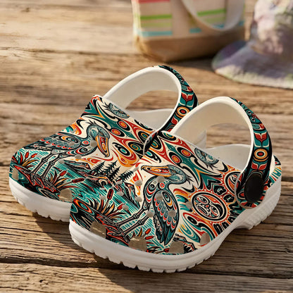 Native Shoebill Art Clogs Shoes for Adults & Kids