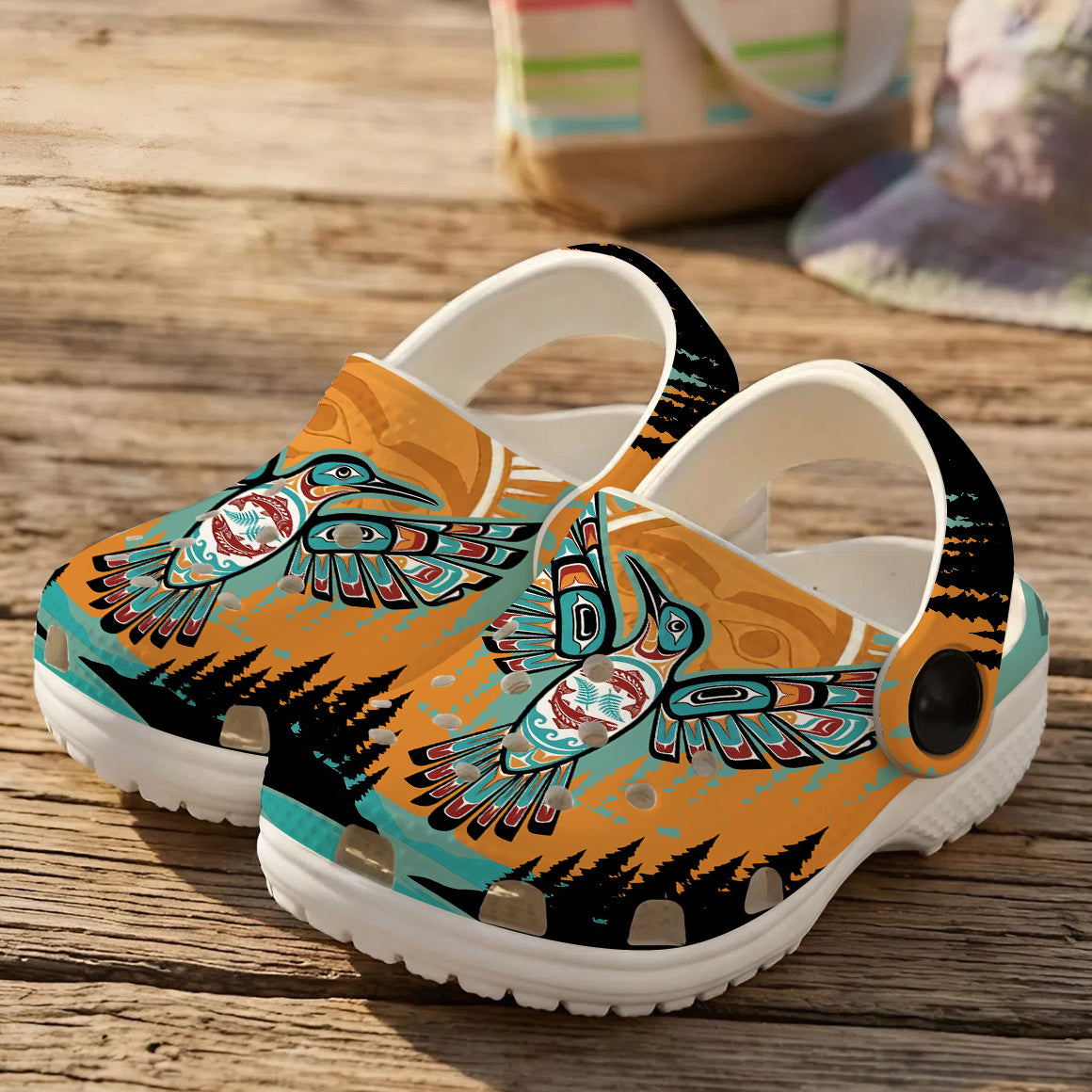Native Hummingbird Art Clogs Shoes for Adults & Kids