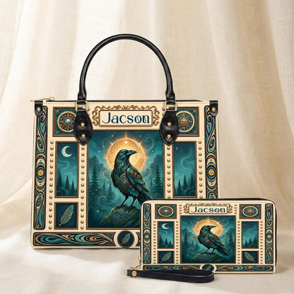 Raven’s Echo of Eternity Personalized Leather Bag