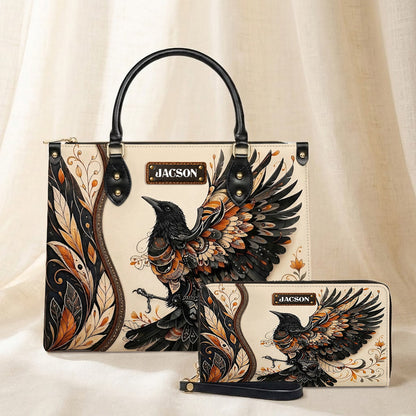 Raven Ember Spirit Personalized Leather Bag