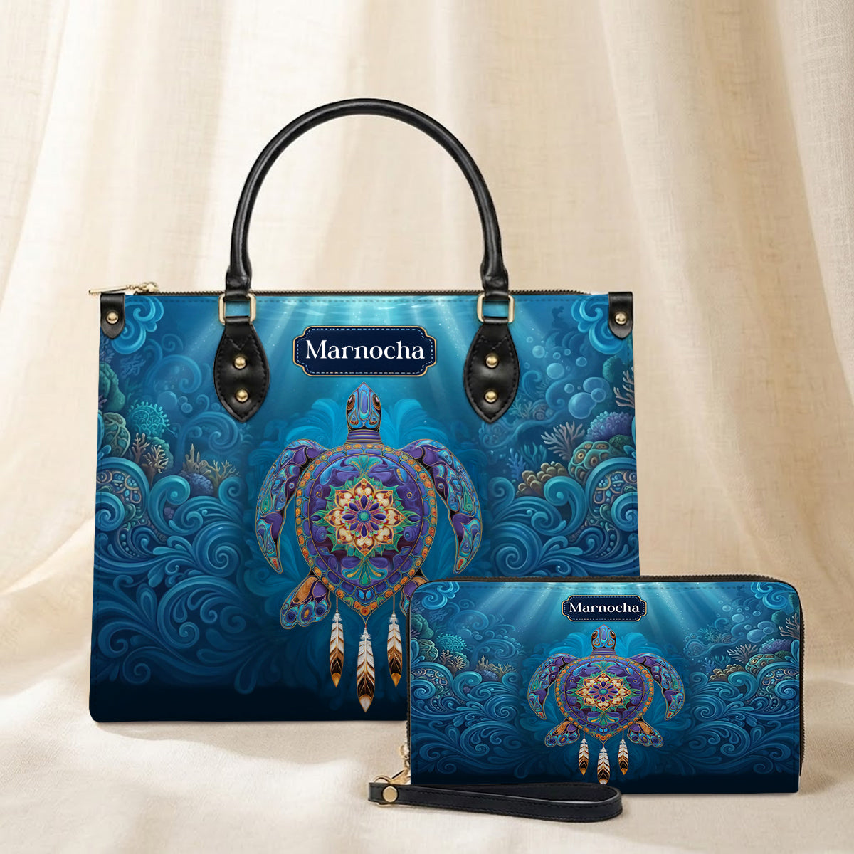 Celestial Turtle Spirit Personalized Leather Bag