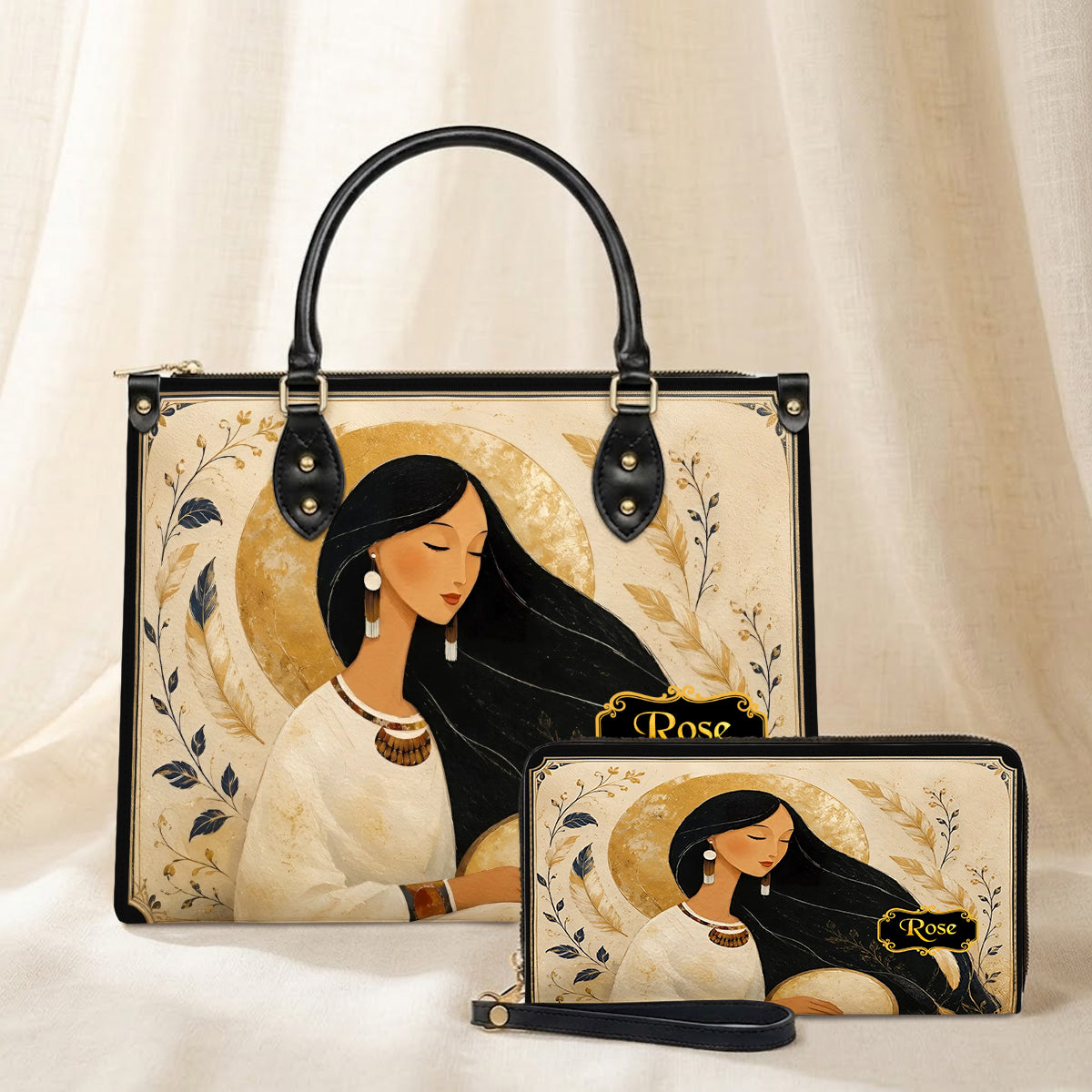 Golden Moon Maiden Personalized Leather Bag