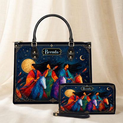 Moonlit Sisters Journey Personalized Leather Bag