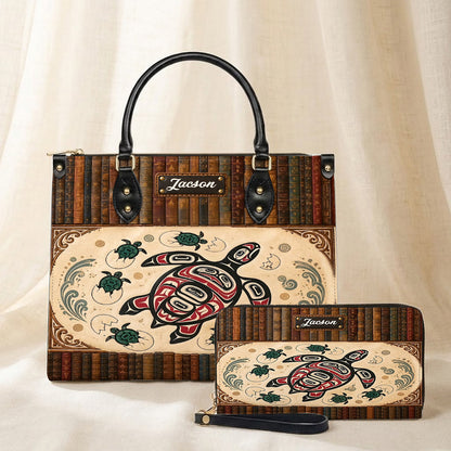 Ocean Turtle Heritage Personalized Leather Bag