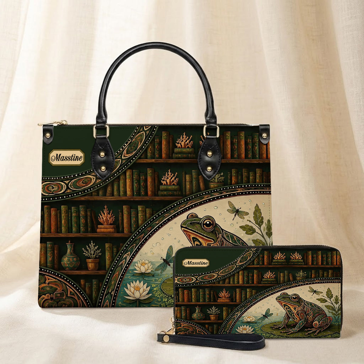 Emerald Frog Harmony Personalized Leather Bag