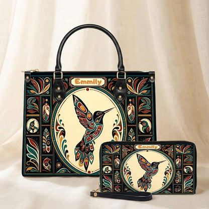 Hummingbird Eternal Grace Personalized Leather Bag