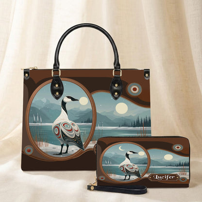 Moonlit Goose Serenity Personalized Leather Bag