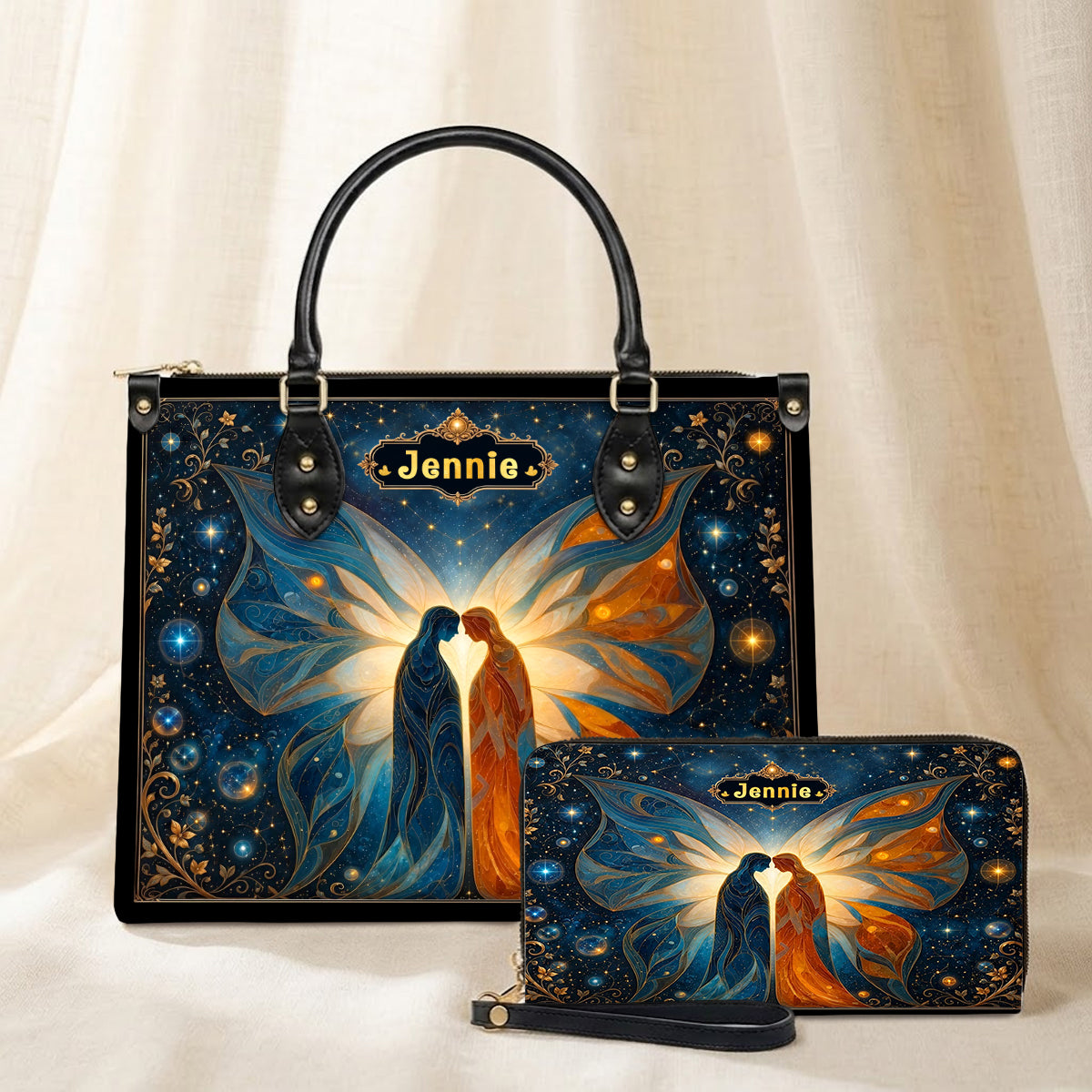 Twin Souls Embrace Personalized Leather Bag