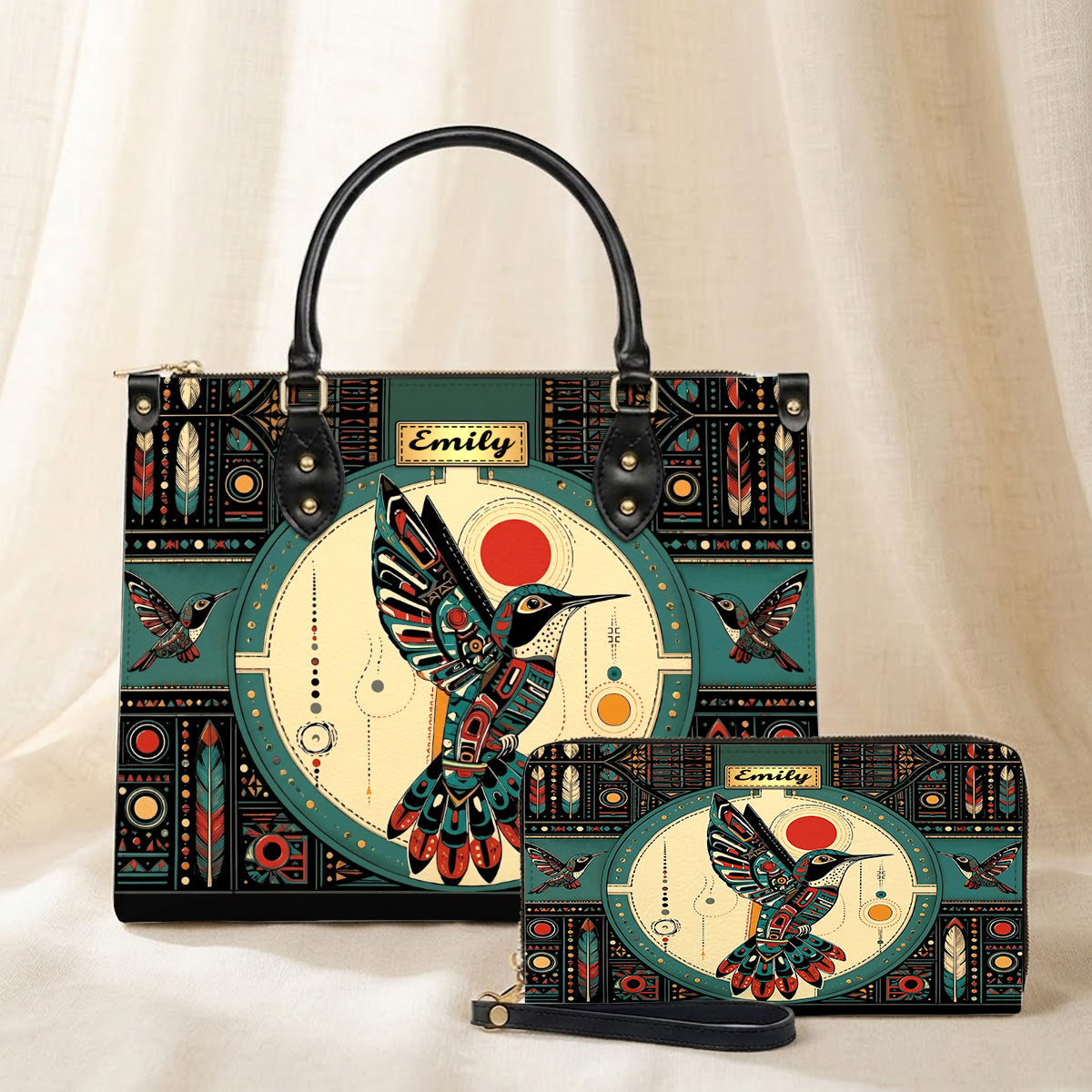 Hummingbird Solar Awakening Personalized Leather Bag