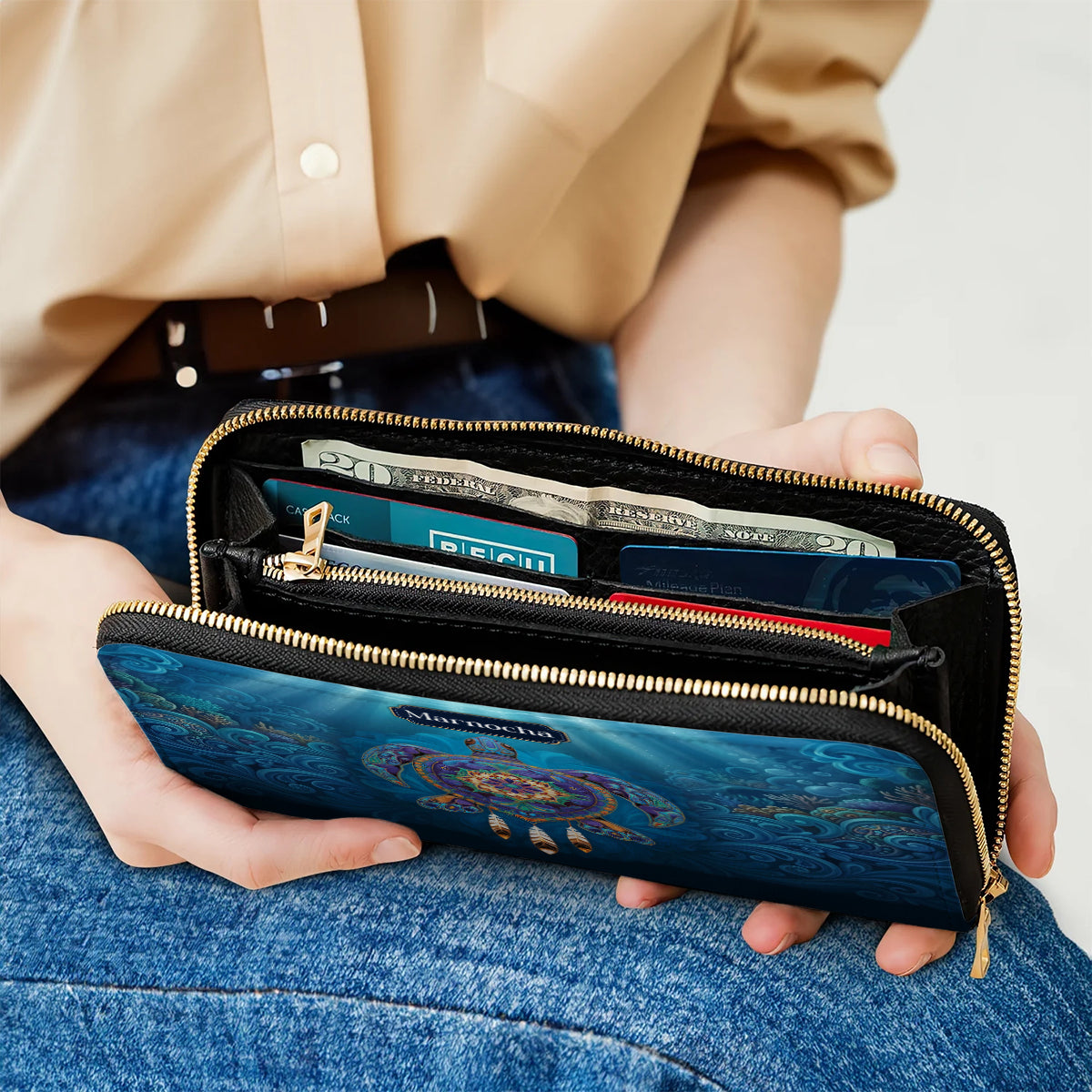 Celestial Turtle Spirit Personalized Leather Bag