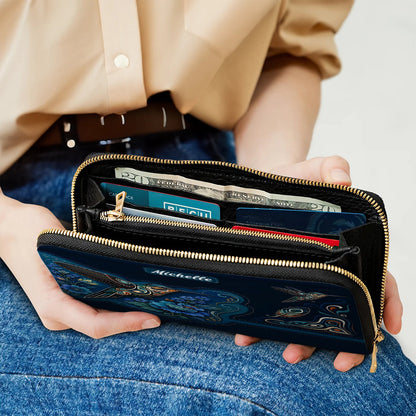 Azure Hummingbird Reverie Personalized Leather Bag