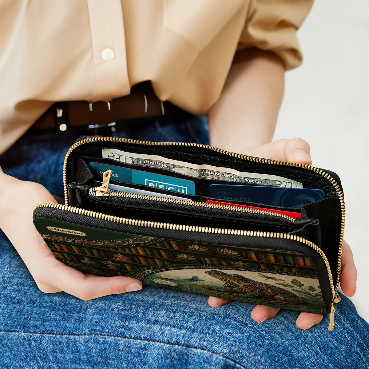 Emerald Frog Harmony Personalized Leather Bag