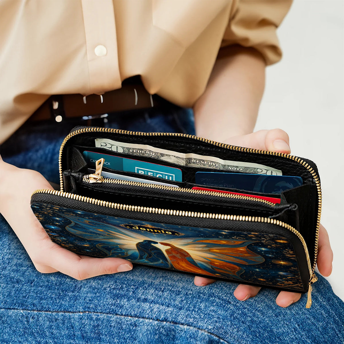 Twin Souls Embrace Personalized Leather Bag