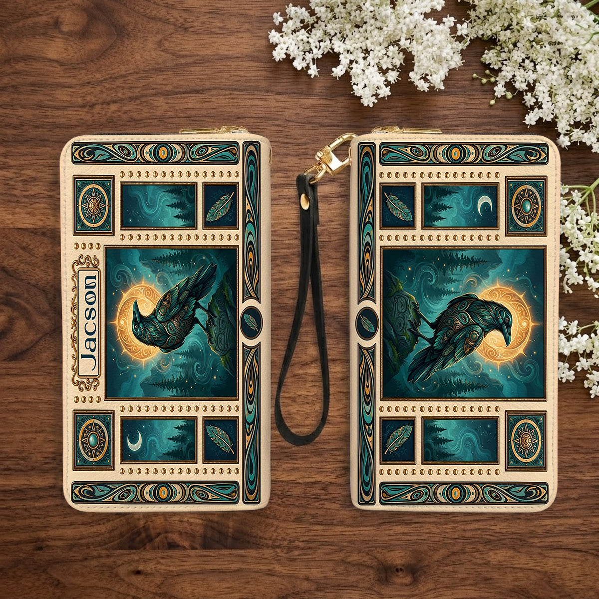 Raven’s Echo of Eternity Personalized Leather Bag