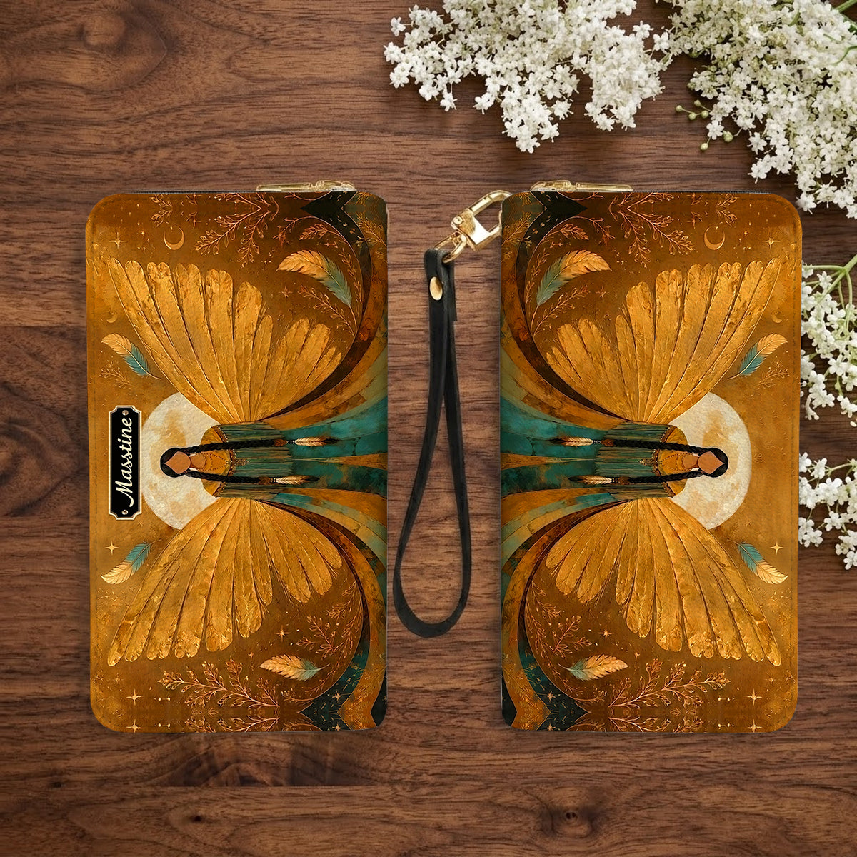 Golden Winged Grace Personalized Leather Bag