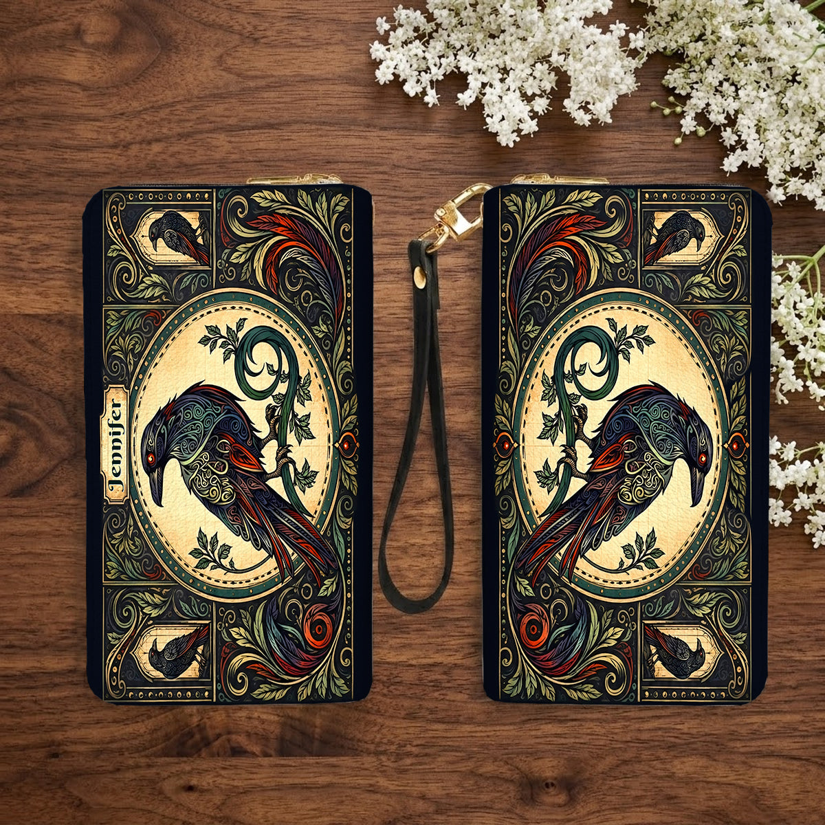 Raven Midnight Wisdom Personalized Leather Bag
