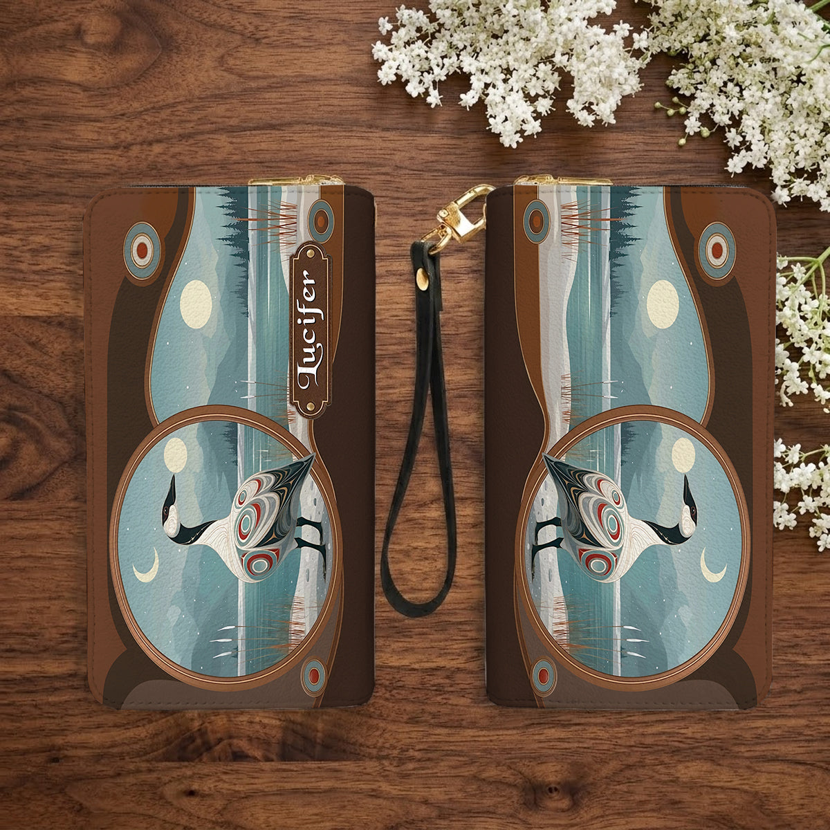 Moonlit Goose Serenity Personalized Leather Bag