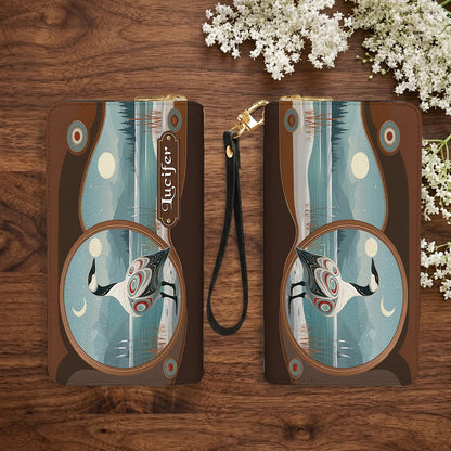 Moonlit Goose Serenity Personalized Leather Bag
