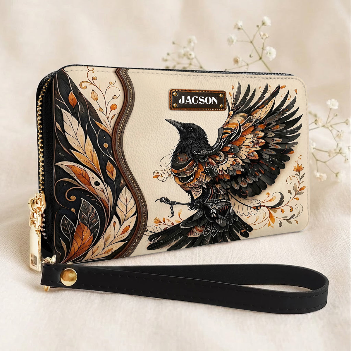 Raven Ember Spirit Personalized Leather Bag