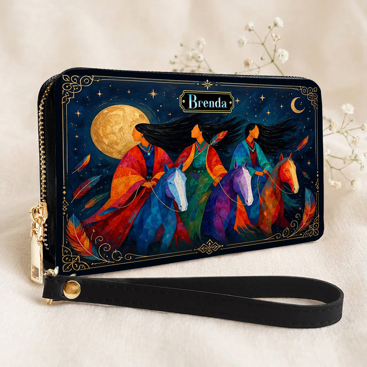 Moonlit Sisters Journey Personalized Leather Bag