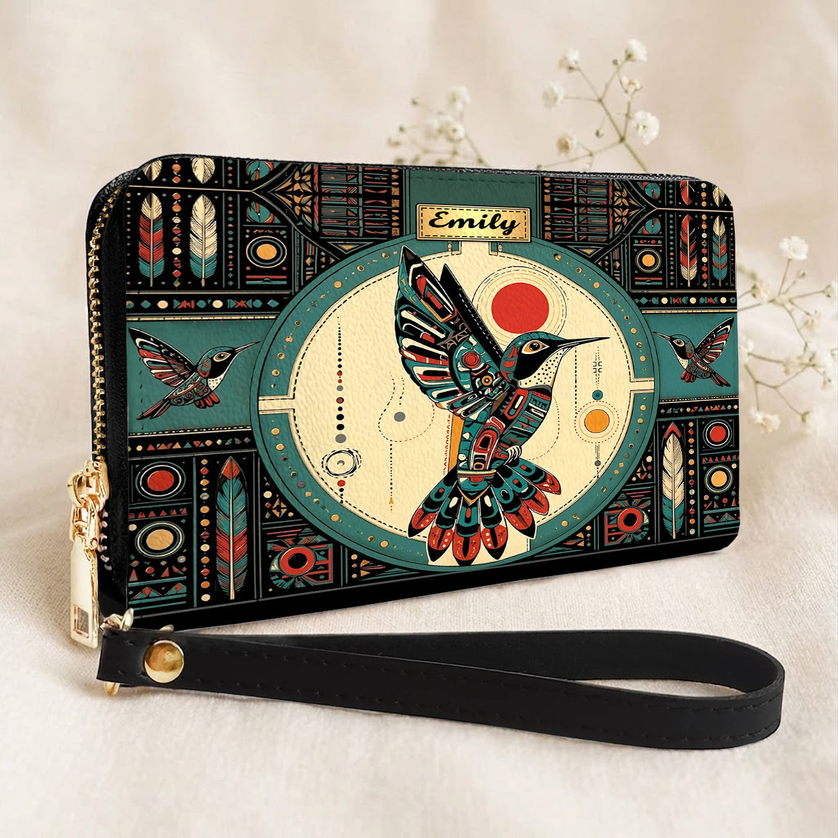 Hummingbird Solar Awakening Personalized Leather Bag