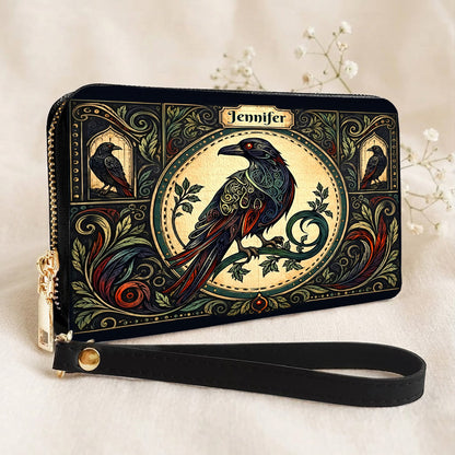 Raven Midnight Wisdom Personalized Leather Bag