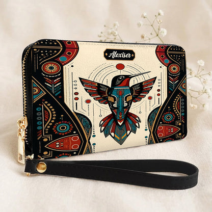 Hummingbird Solar Emblem Personalized Leather Bag