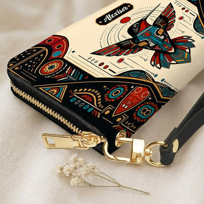 Hummingbird Solar Emblem Personalized Leather Bag