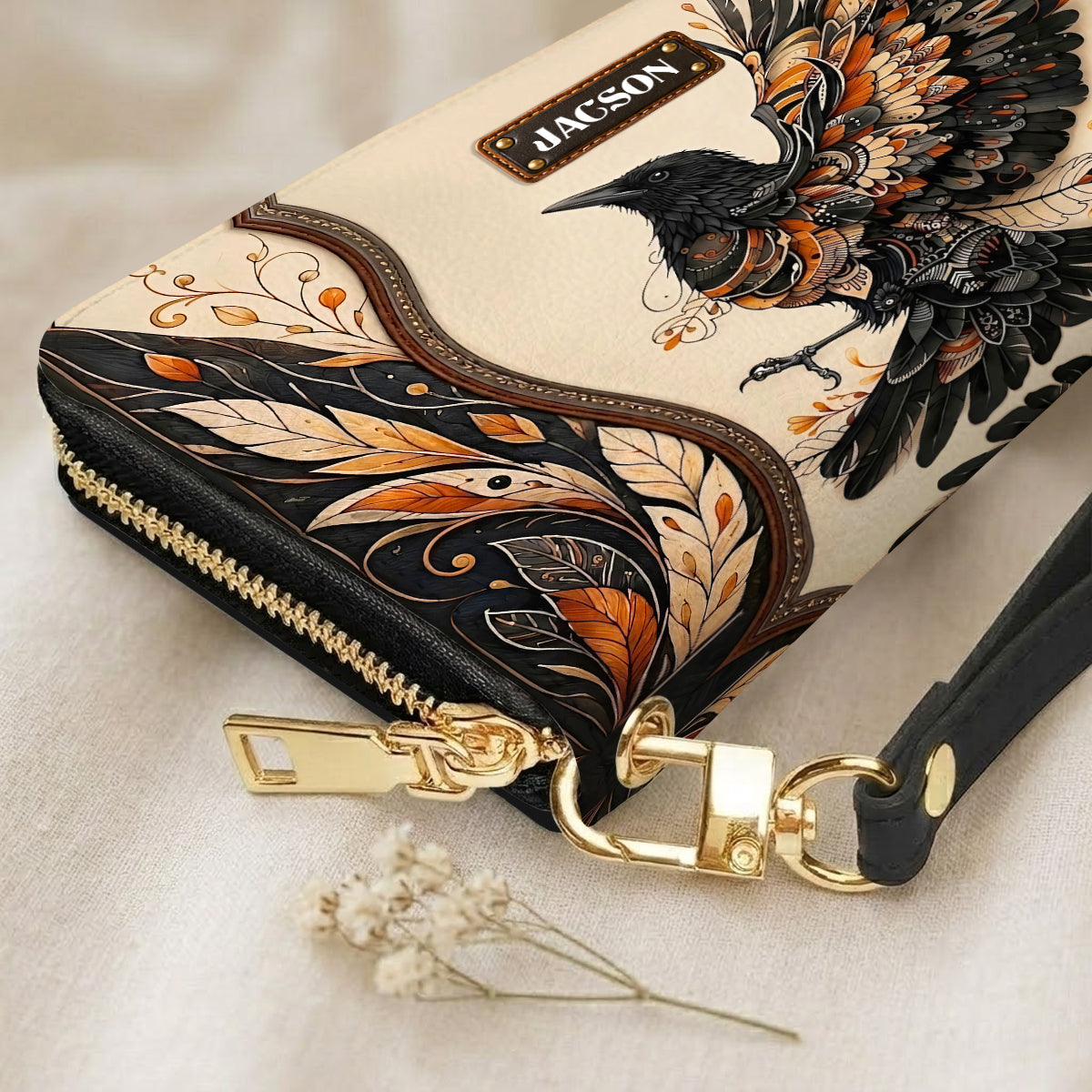 Raven Ember Spirit Personalized Leather Bag