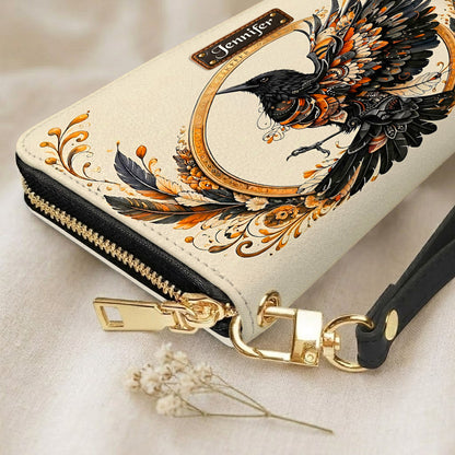 Raven Eternal Wings Personalized Leather Bag