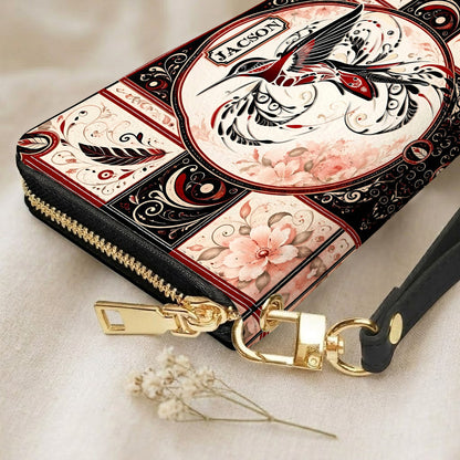 Ruby Hummingbird Elegance Personalized Leather Bag
