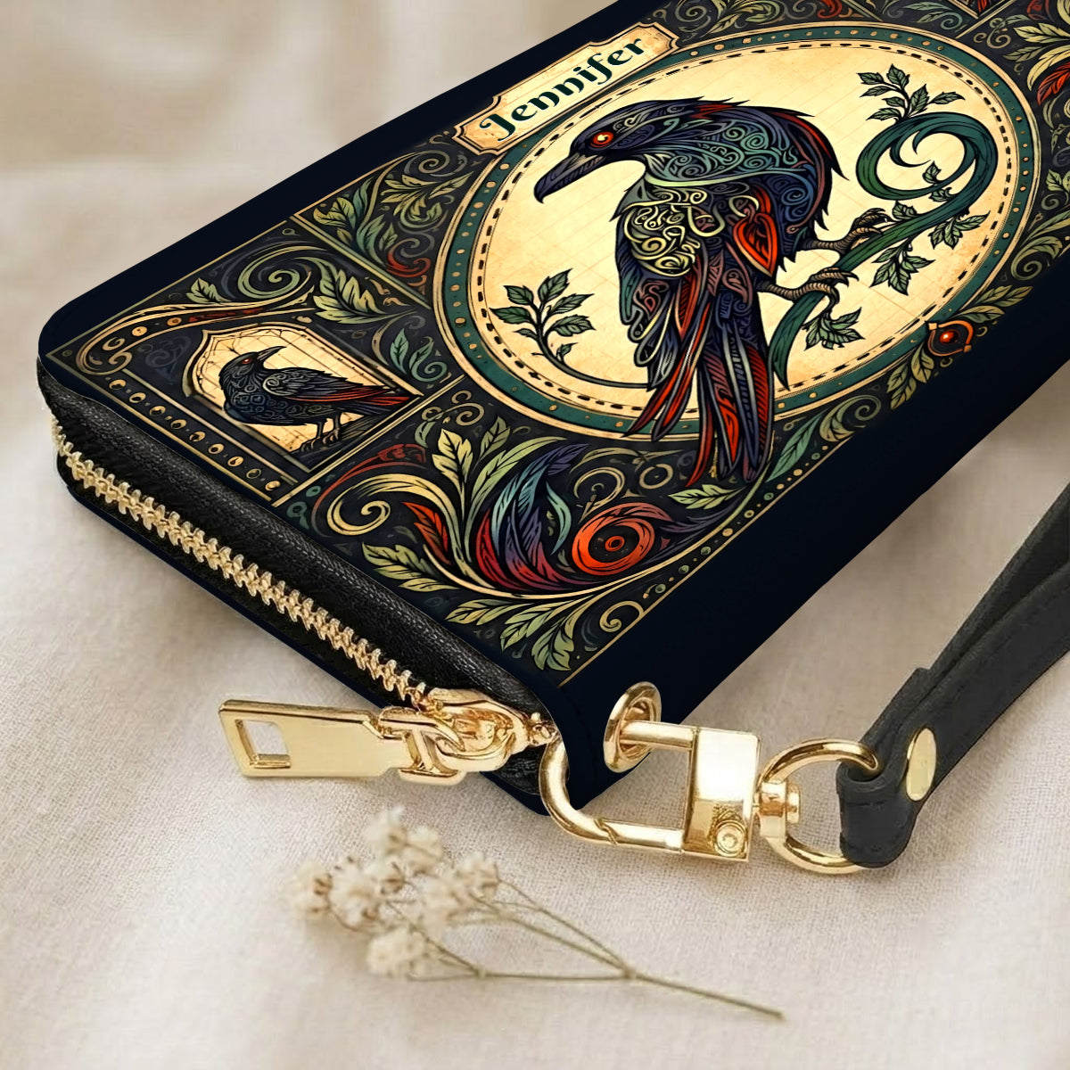 Raven Midnight Wisdom Personalized Leather Bag