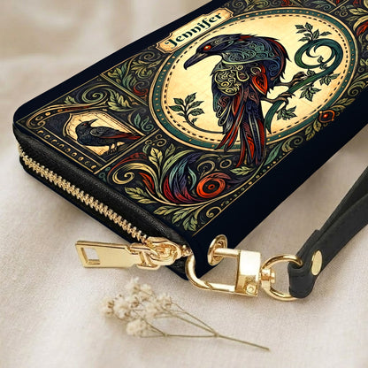 Raven Midnight Wisdom Personalized Leather Bag