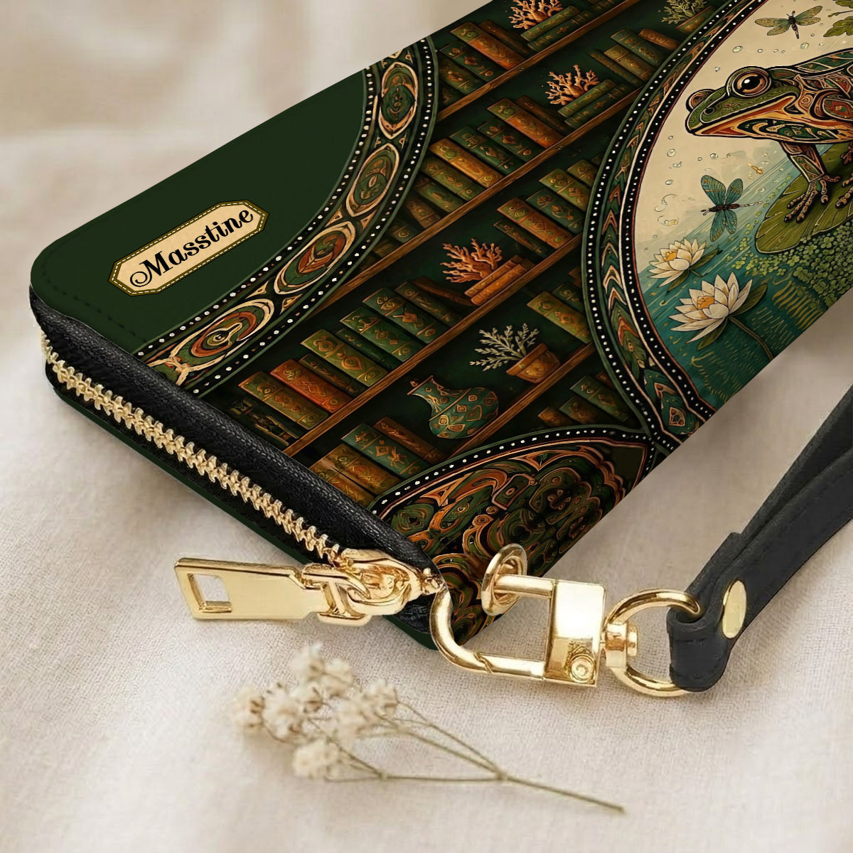 Emerald Frog Harmony Personalized Leather Bag