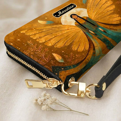 Golden Winged Grace Personalized Leather Bag