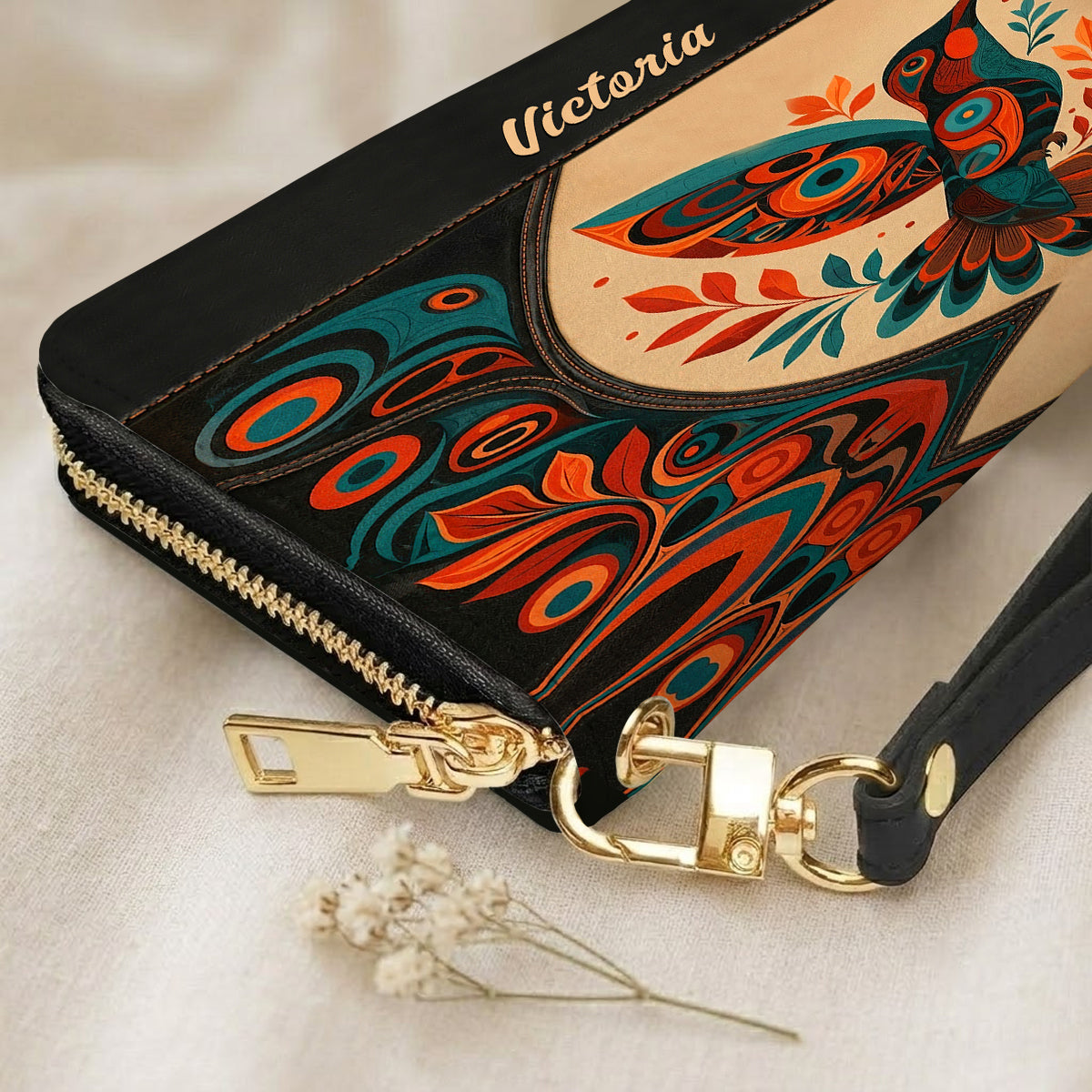 Hummingbird Ember Bloom Personalized Leather Bag