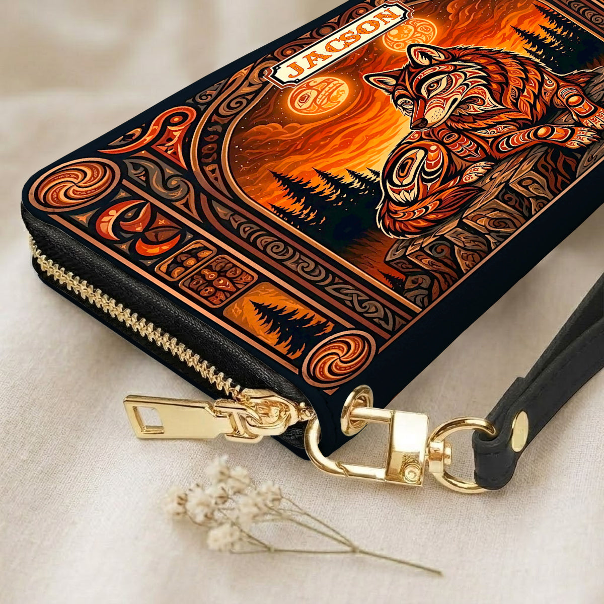Ember Wolf Legacy Personalized Leather Bag