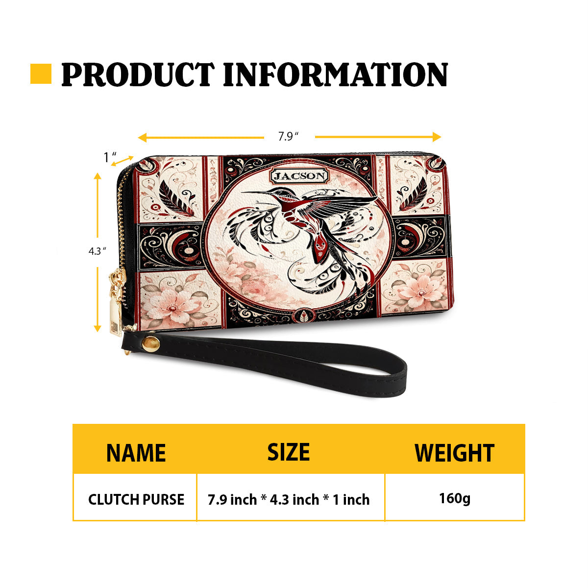 Ruby Hummingbird Elegance Personalized Leather Bag