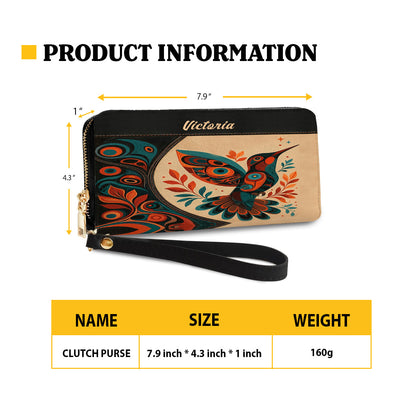 Hummingbird Ember Bloom Personalized Leather Bag