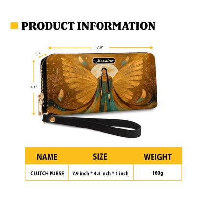 Golden Winged Grace Personalized Leather Bag