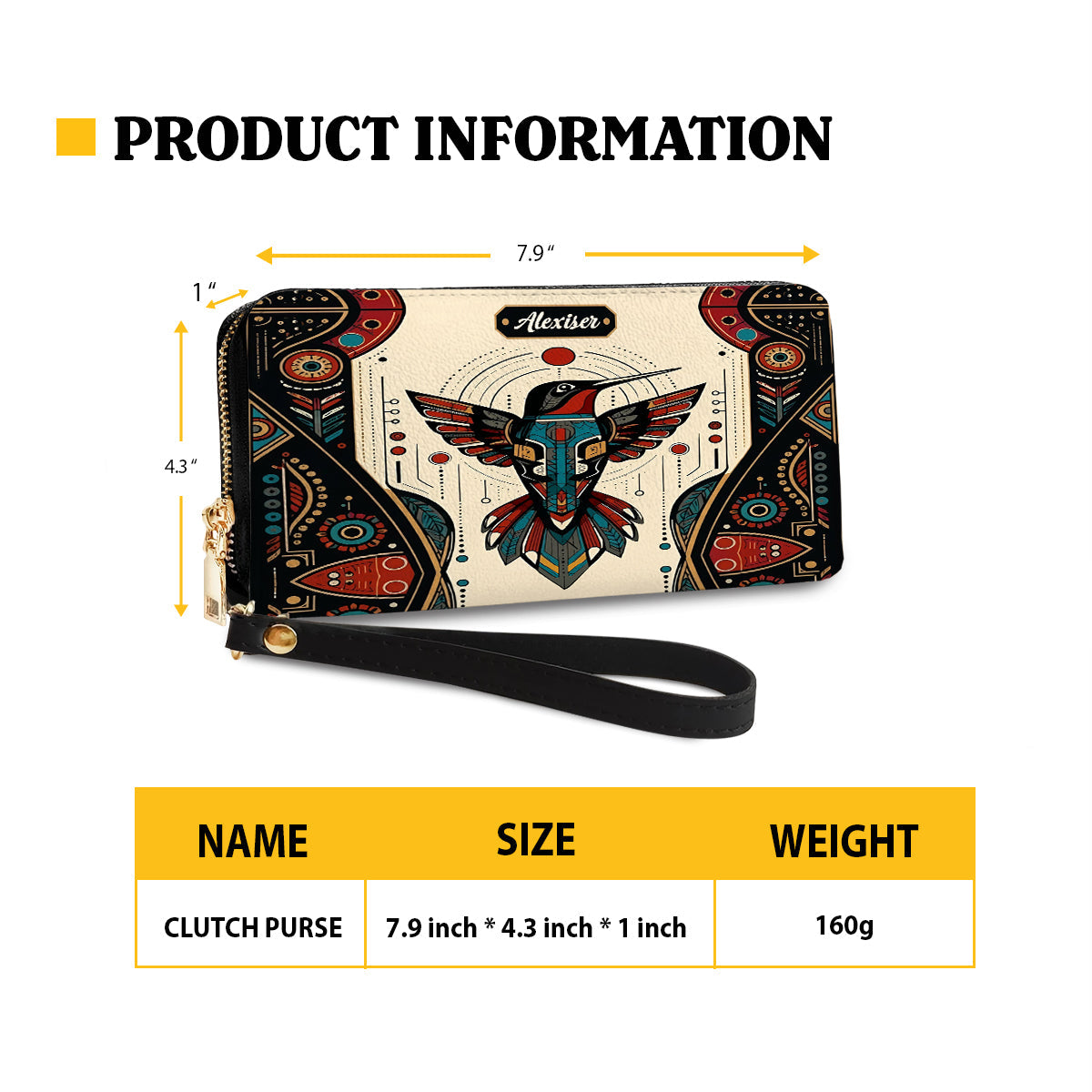 Hummingbird Solar Emblem Personalized Leather Bag